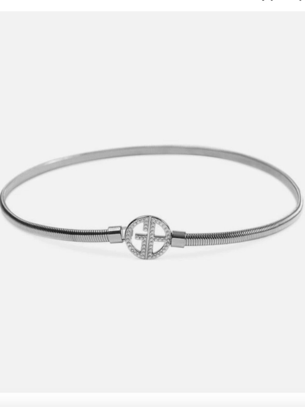 Giani Bernini Women's Embellished Stretch Metal Belt Cobra Chain Link M/L/XL